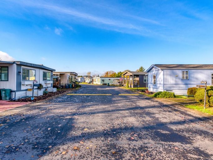 road with homes on either side