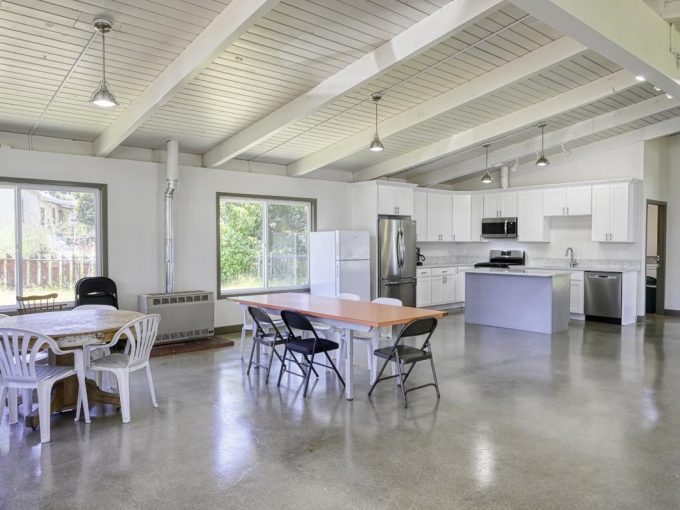 cooking area and seating