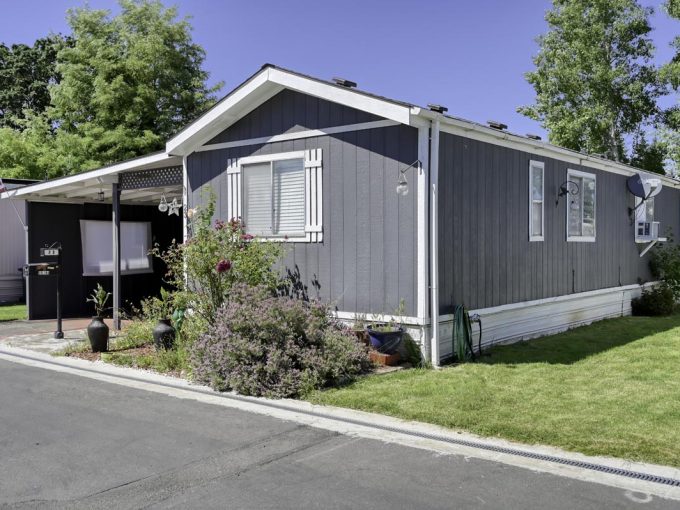 home exterior with grassy lawn